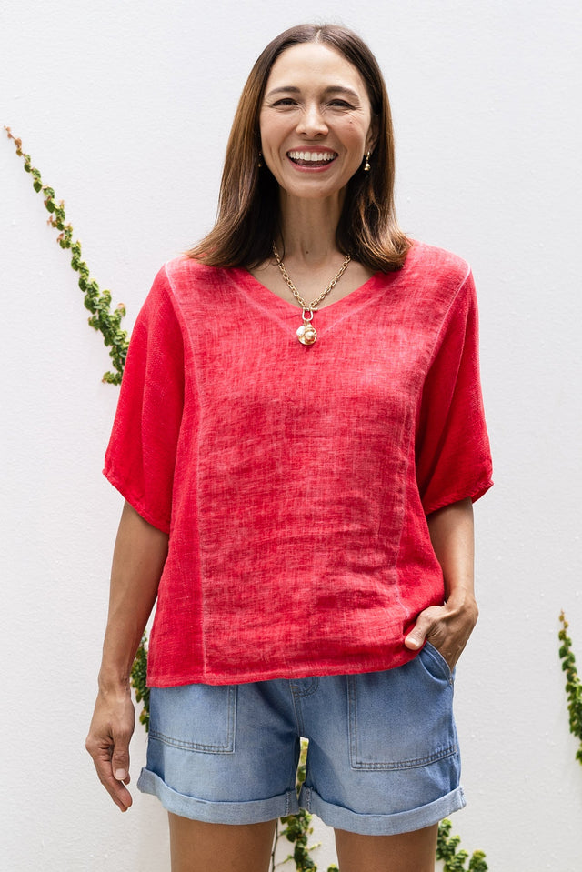 Ziola Red Linen Cotton Top,Lifestyle