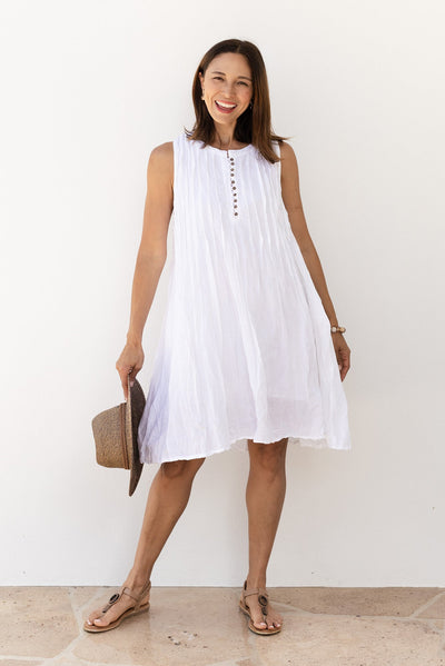 Willa White Crinkle Cotton Dress