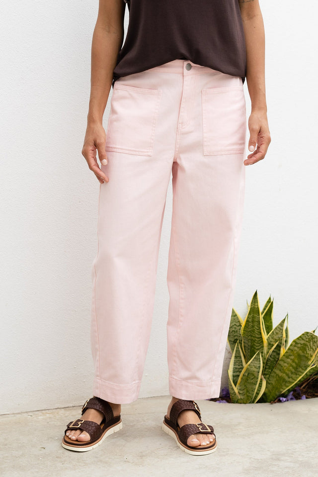 Nina Pink Cotton Barrel Pants,Lifestyle