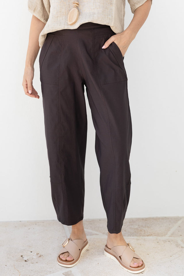 SmartFlex Chocolate Barrel Pants,Front,Brunette model