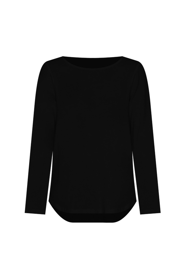 Adele Black Long Sleeve Bamboo Tee,ghost-mani image 3