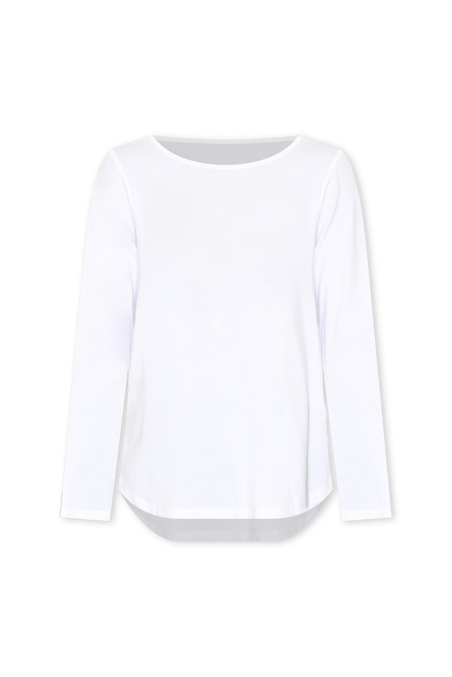 Adele White Long Sleeve Bamboo Tee,ghost-mani image 3