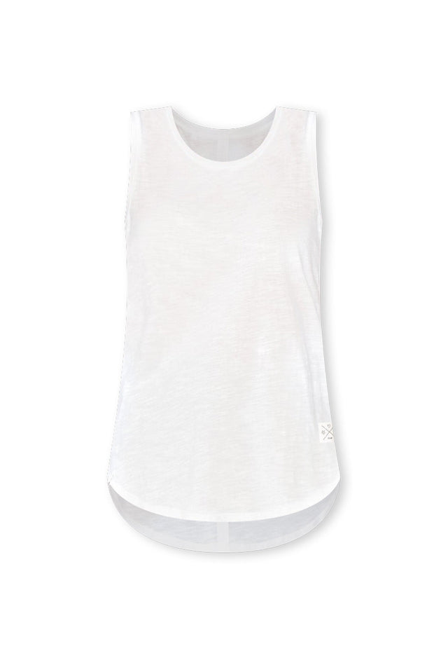 White Cotton Scoop Tank,ghost-mani image 7