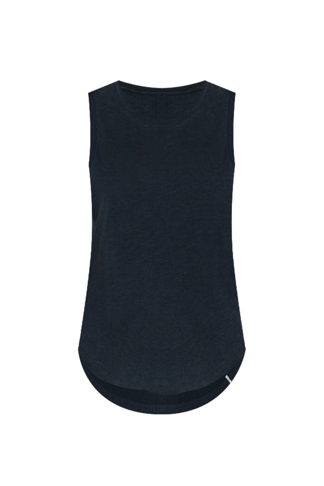 Navy Cotton Scoop Tank,ghost-mani image 6