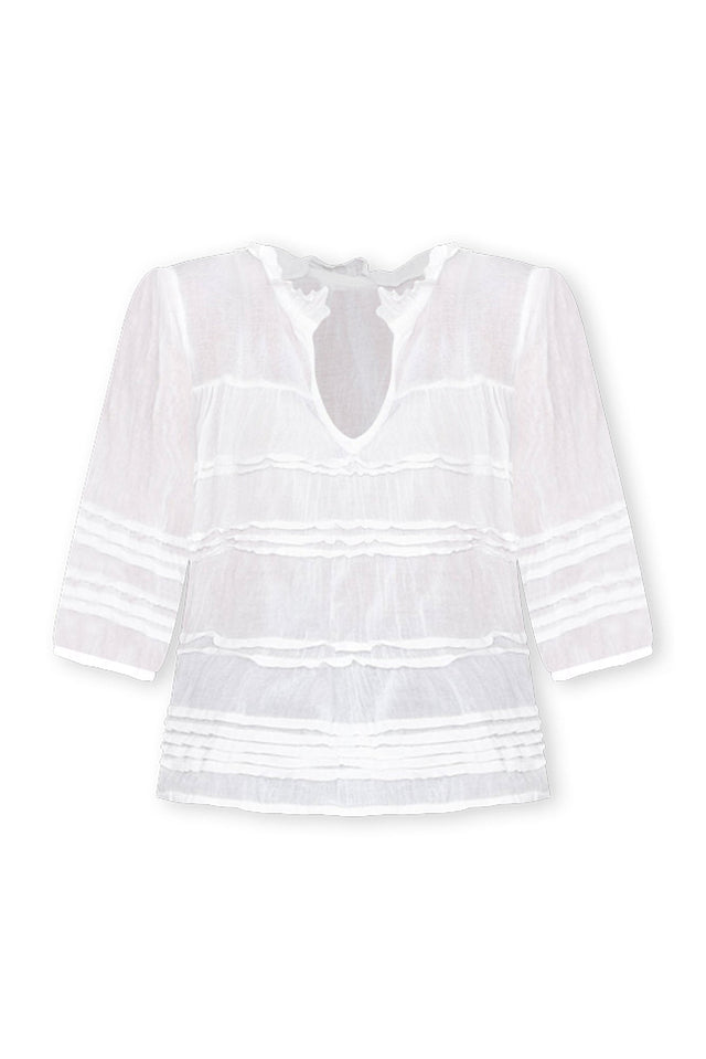 Palmer White Cotton Long Sleeve Top,ghost-mani image 7