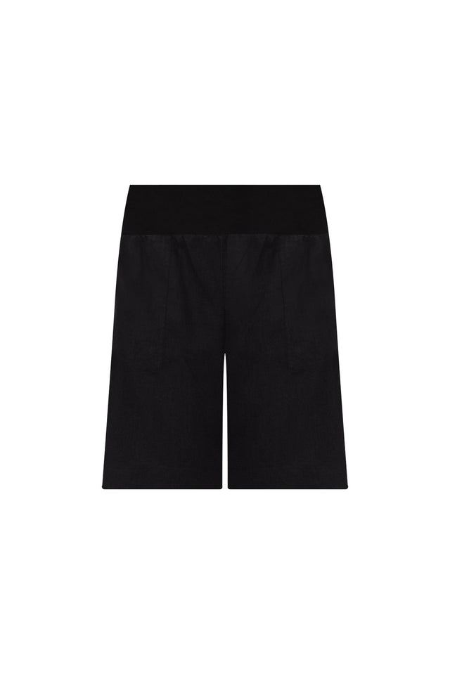 Aster Black Linen Shorts,ghost-mani image 6