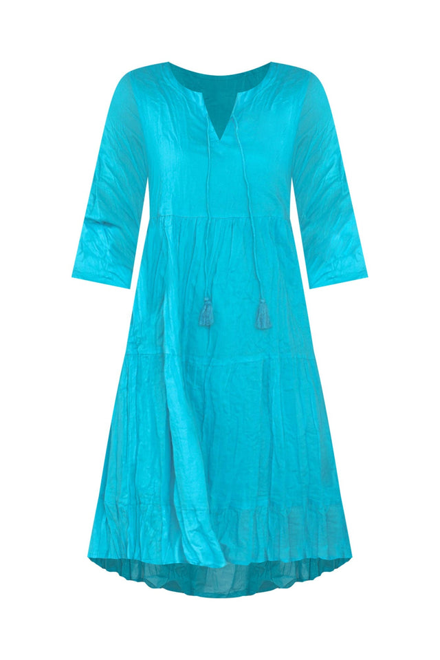 Milana Sky Blue Crinkle Cotton Dress,ghost-mani image 2