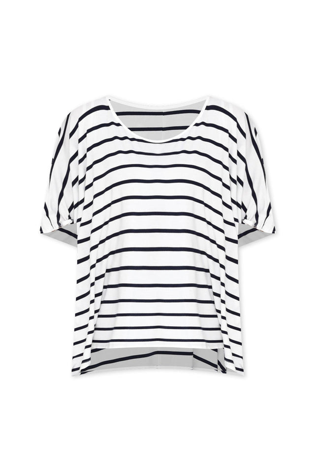 Sorronda White Stripe Bamboo Batwing Top,ghost-mani image 3