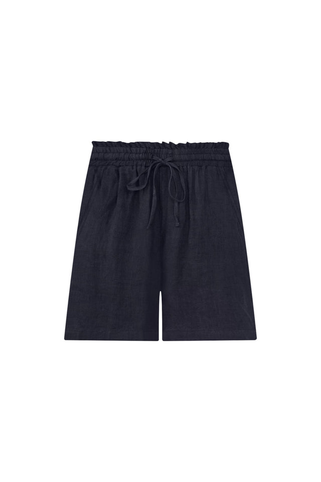Astoria Navy Linen Drawstring Shorts,ghost-mani image 6