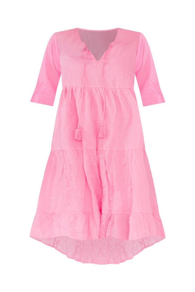 Milana Bright Pink Crinkle Cotton Dress,ghost-mani image 12