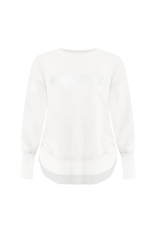 Simplified White Cotton Crewneck Sweatshirt,ghost-mani image 4