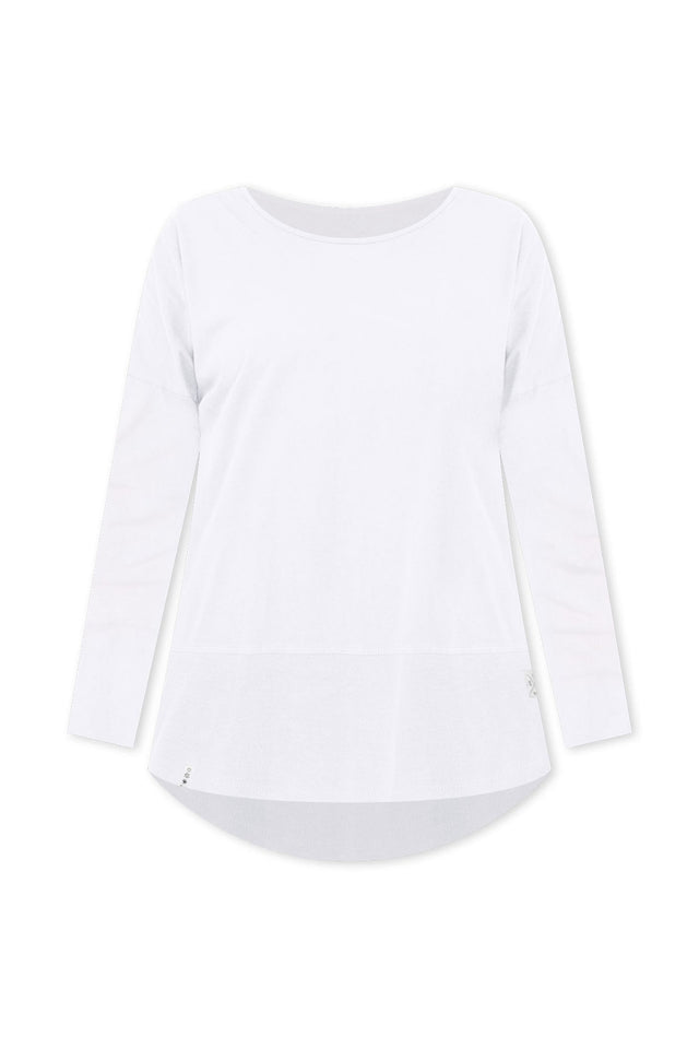 Fundamental White Cotton Rib Sleeved Top,ghost-mani image 3