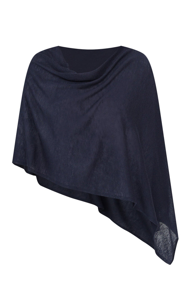 Carrie Navy Cashmere Bamboo Poncho,ghost-mani image 7