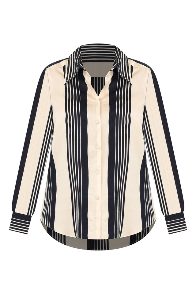 Heartstopper Navy Stripe Lyocell Shirt,ghost-mani image 3