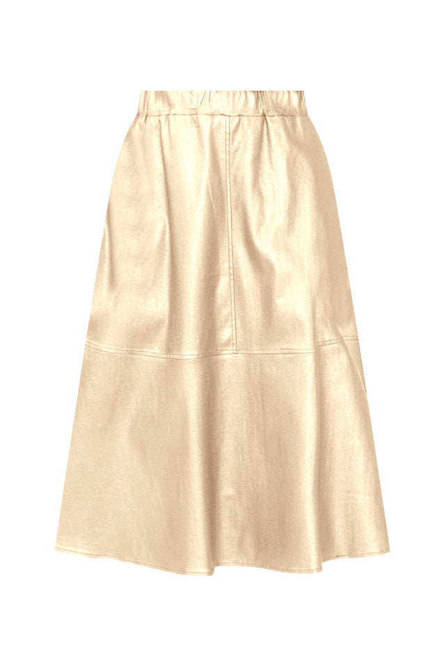 Oriel Gold Faux Leather Midi Skirt,ghost-mani