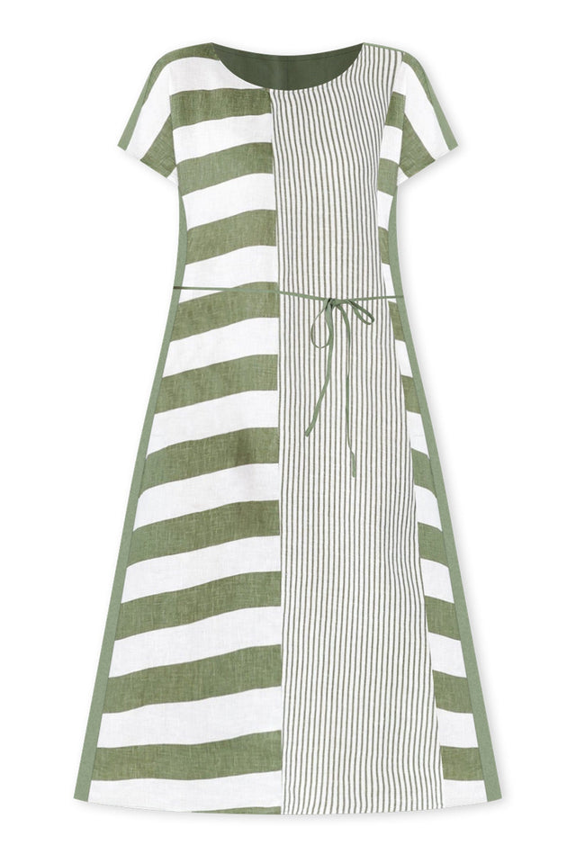 Nunez Khaki Stripe Linen Blend Dress,ghost-mani image 3