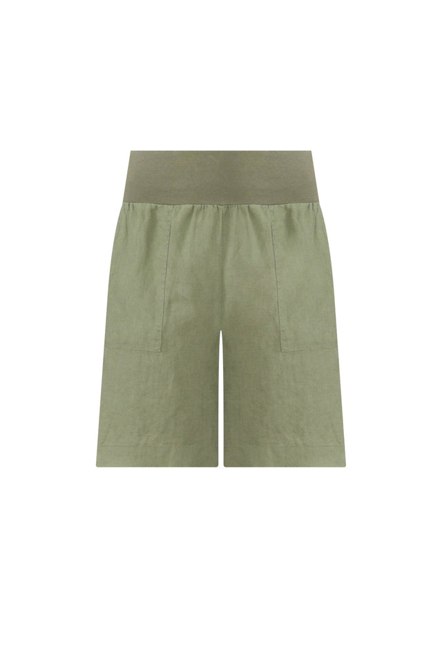 Aster Khaki Linen Shorts,ghost-mani image 6