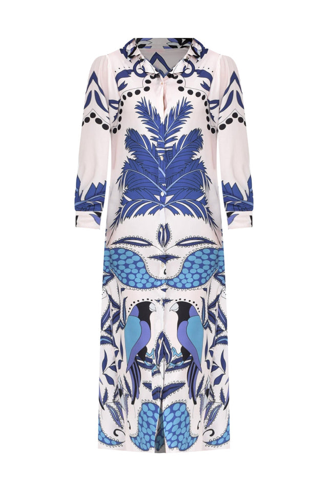 Shayli Blue Tropical Shirt Dress,ghost-mani image 2