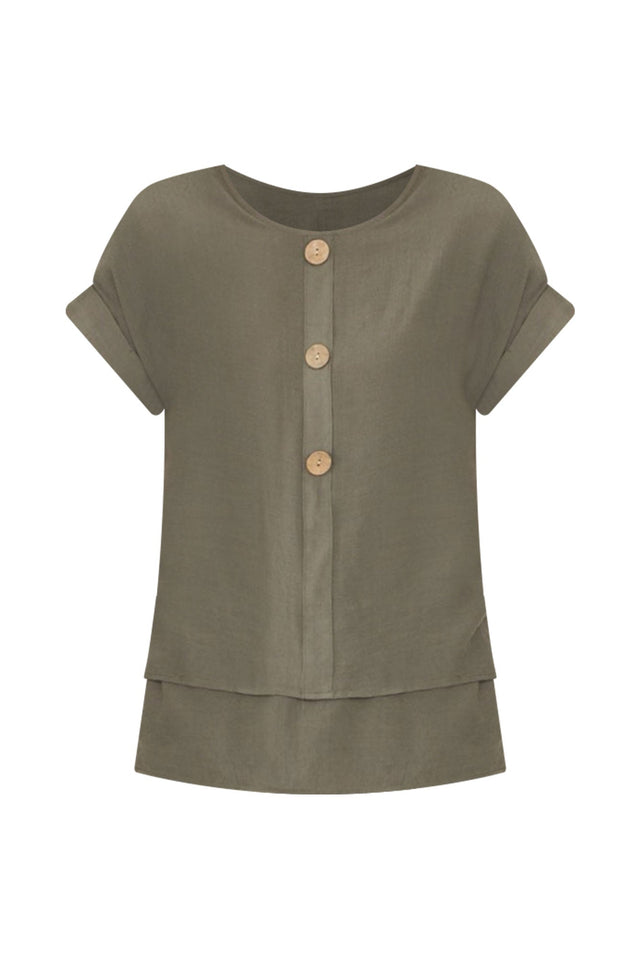 Abilene Khaki Button Top,ghost-mani image 4