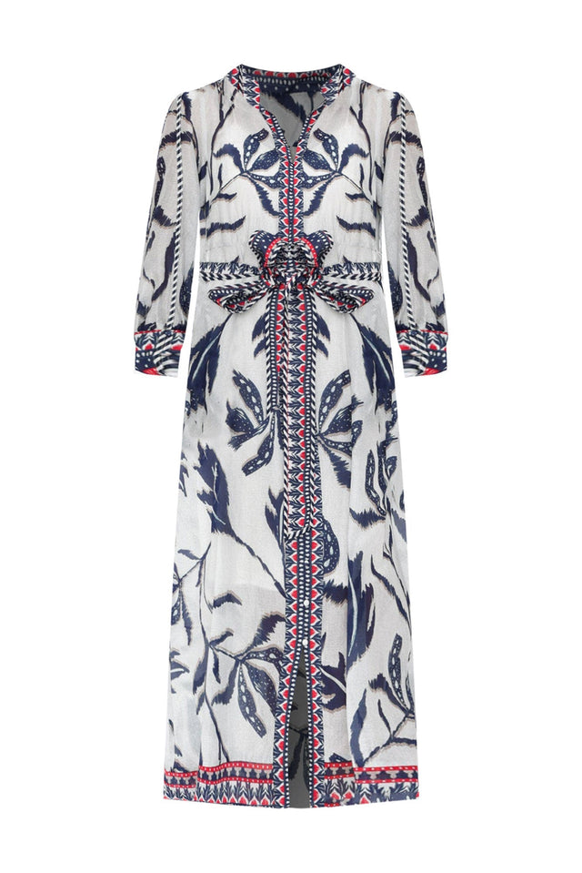 Tierra Palm Shadow Cotton Silk Dress,ghost-mani image 3