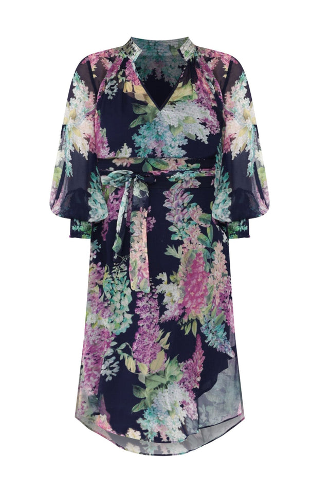 Lane Navy Wisteria Tie Dress,ghost-mani