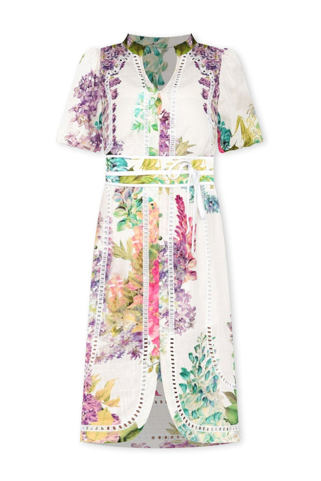 Carlyle Wisteria Alba Linen Blend Dress,ghost-mani