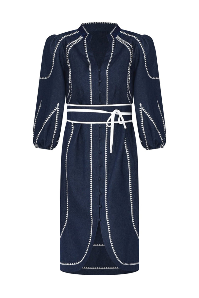 Swanson Dark Denim Cotton Dress,ghost-mani image 2