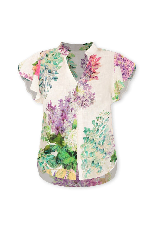 Tierra Wisteria Alba Linen Blend Top,ghost-mani image 3