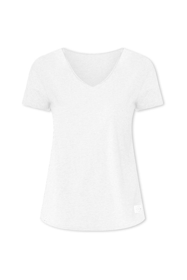 Maggie White Cotton Vee Tee,ghost-mani image 3