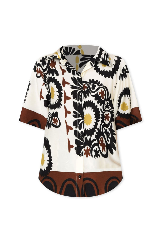 Playa Cream Abstract Collared Shirt,ghost-mani image 2