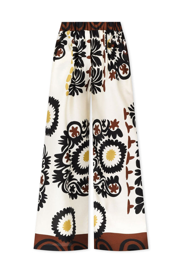 Plato Cream Abstract Wide Leg Pants,ghost-mani