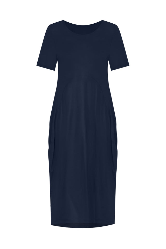 Glenda Navy Short Sleeve Crescent Dress,ghost-mani image 3