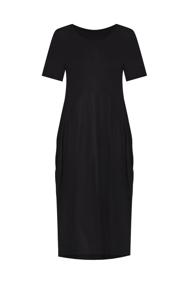 Glenda Black Short Sleeve Crescent Dress,ghost-mani image 8