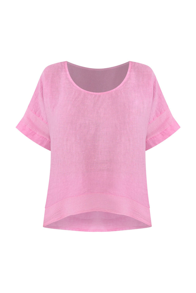 Kaya Pink Linen Top,ghost-mani