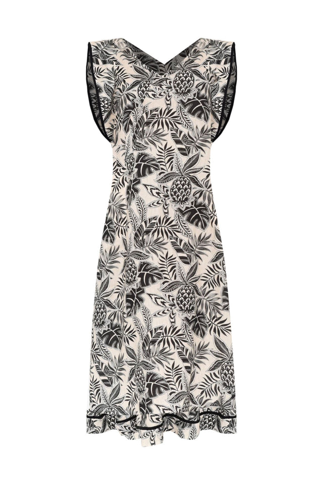 Whitney Black Leaf Linen Maxi Dress,ghost-mani image 3