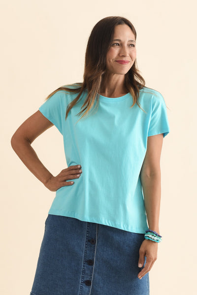 Abbi Turquoise Cotton Tee