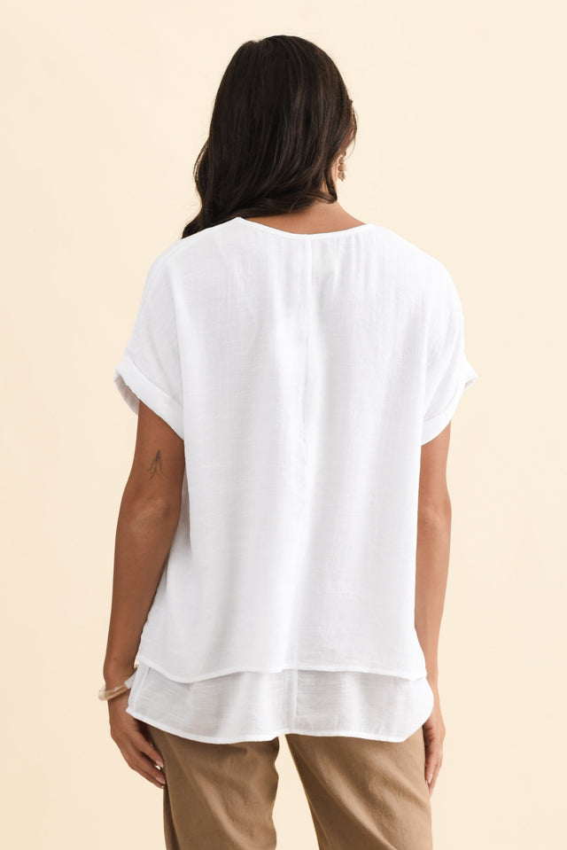Abilene White Button Top,Brunette model,alt text|model:Brontie image 6