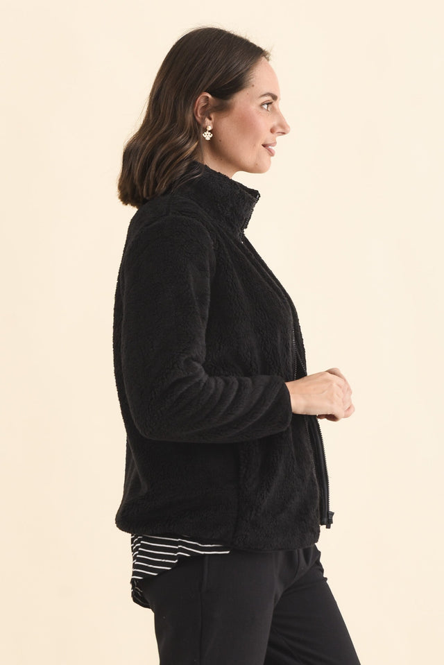 Ackerley Black Faux Fur Jacket,Brunette model,alt text|model:MJ image 4