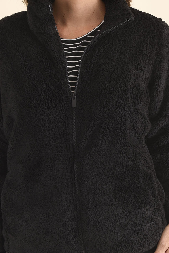 Ackerley Black Faux Fur Jacket,Brunette model,alt text|model:MJ image 6