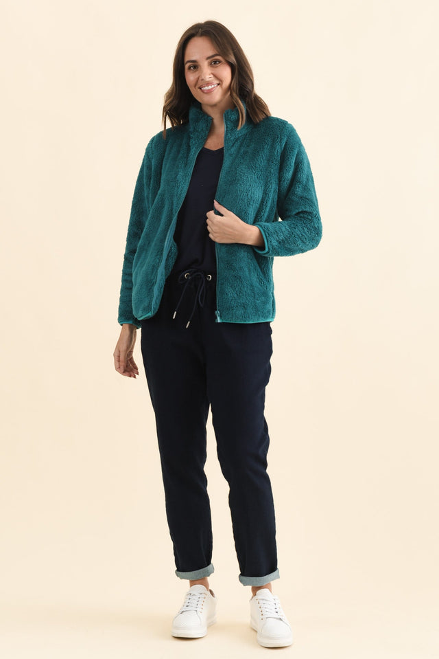 Ackerley Blue Faux Fur Jacket,Brunette model,alt text|model:MJ image 7