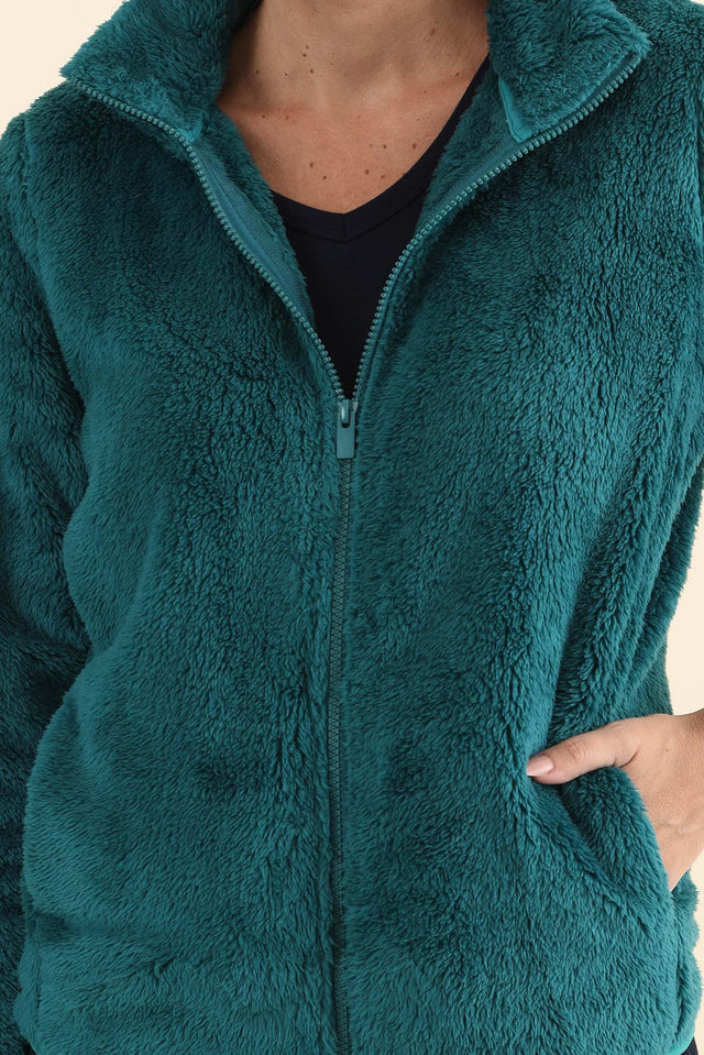 Ackerley Blue Faux Fur Jacket,Brunette model,alt text|model:MJ image 6