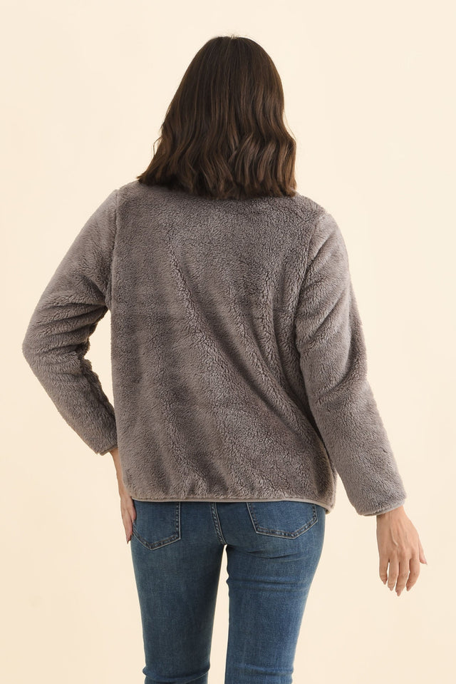 Ackerley Taupe Faux Fur Jacket,Brunette model,alt text|model:MJ image 6