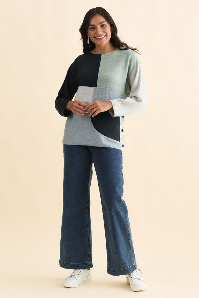 Acton Blue Splice Wool Blend Jumper,Brunette model,alt text|model:Brontie image 7