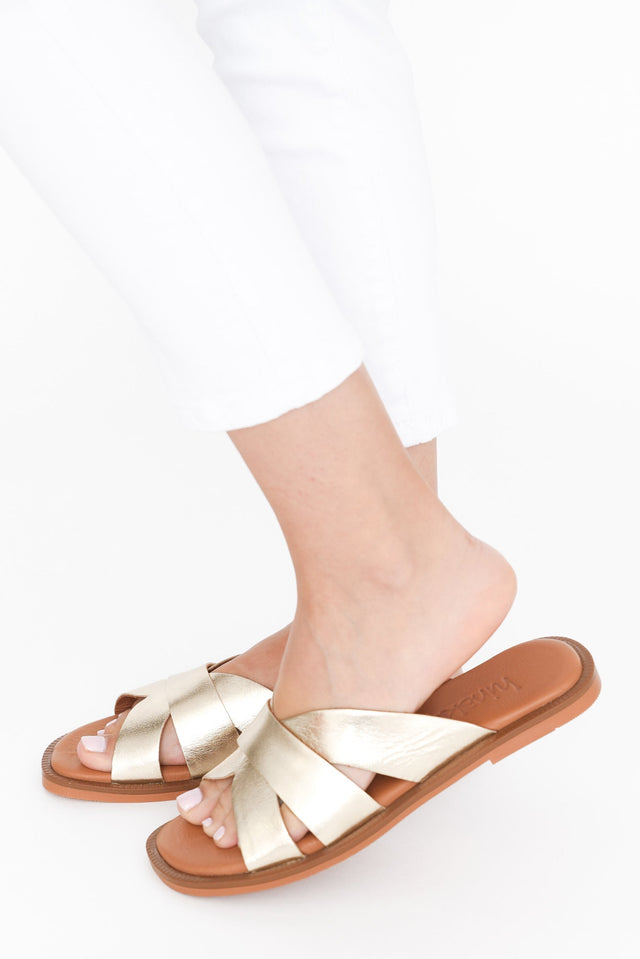 Adelaide Gold Leather Slide image 5