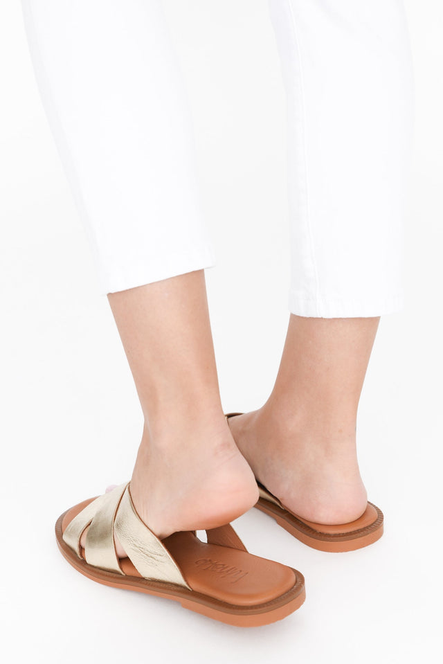 Adelaide Gold Leather Slide image 7