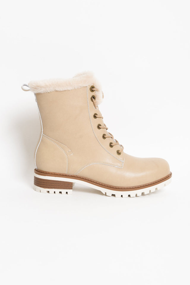 Ainslie Cream Leather Faux Fur Boot image 1
