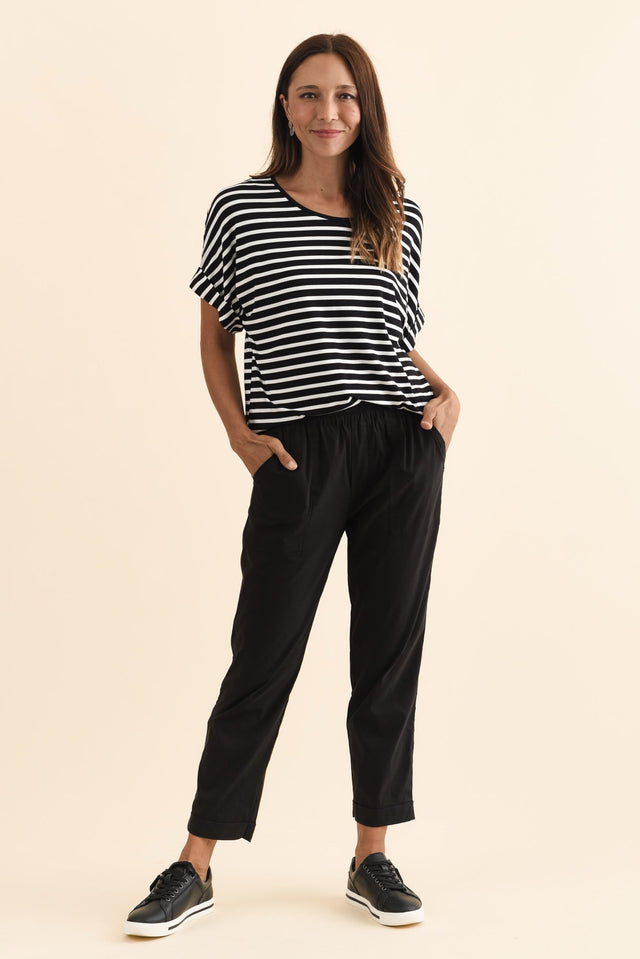 Air-Lite Black Stretch Cropped Pants,Brunette model,alt text|model:Cara image 7