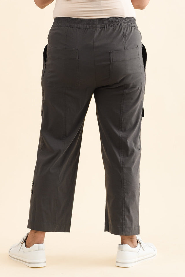 Air-Lite Charcoal Stretch Cargo Pants,Back,Brunette model,alt text|model:Pilita image 13