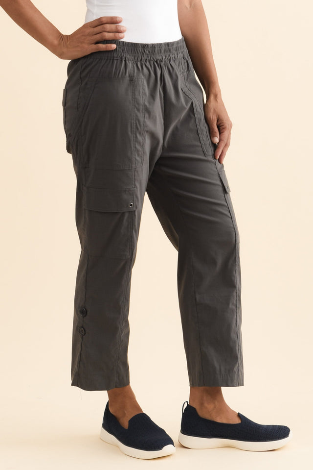 Air-Lite Charcoal Stretch Cargo Pants,Brunette model,alt text|model:Cara image 5