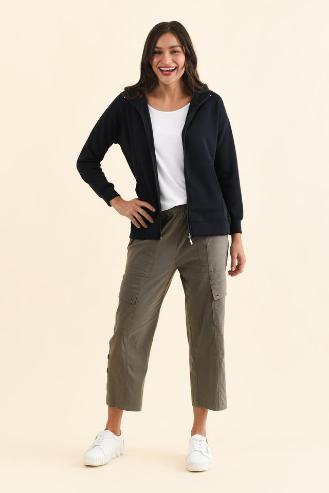 Air-Lite Olive Stretch Cargo Pants,Full Body,Brunette model,alt text|model:Brontie
